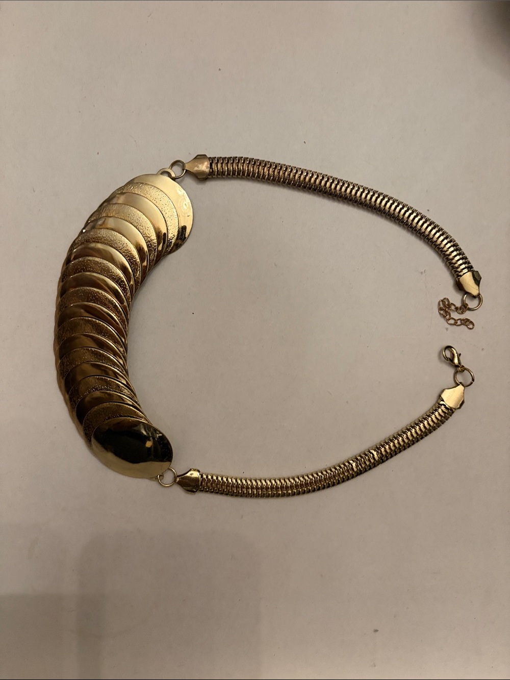 Gold Disc Statement Collar Necklace - Women costume Jewelry